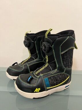 K2 kids mini turbo snowboard boots little kids size 13 boa